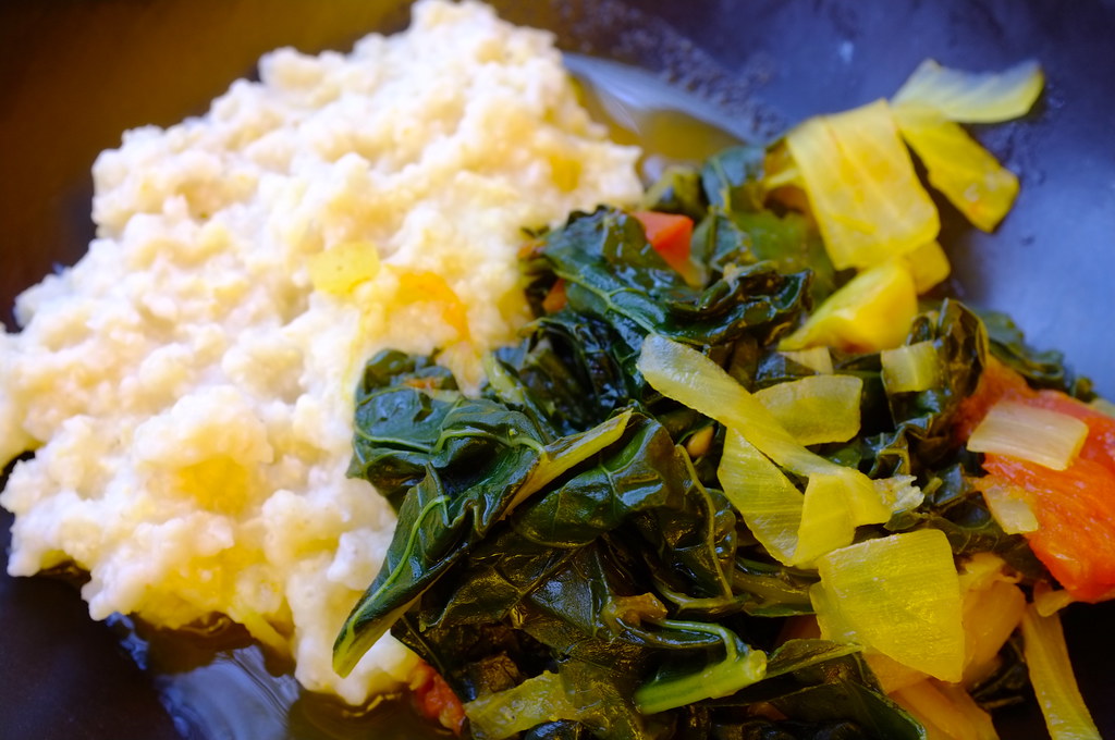 sukuma wiki with millet porridge