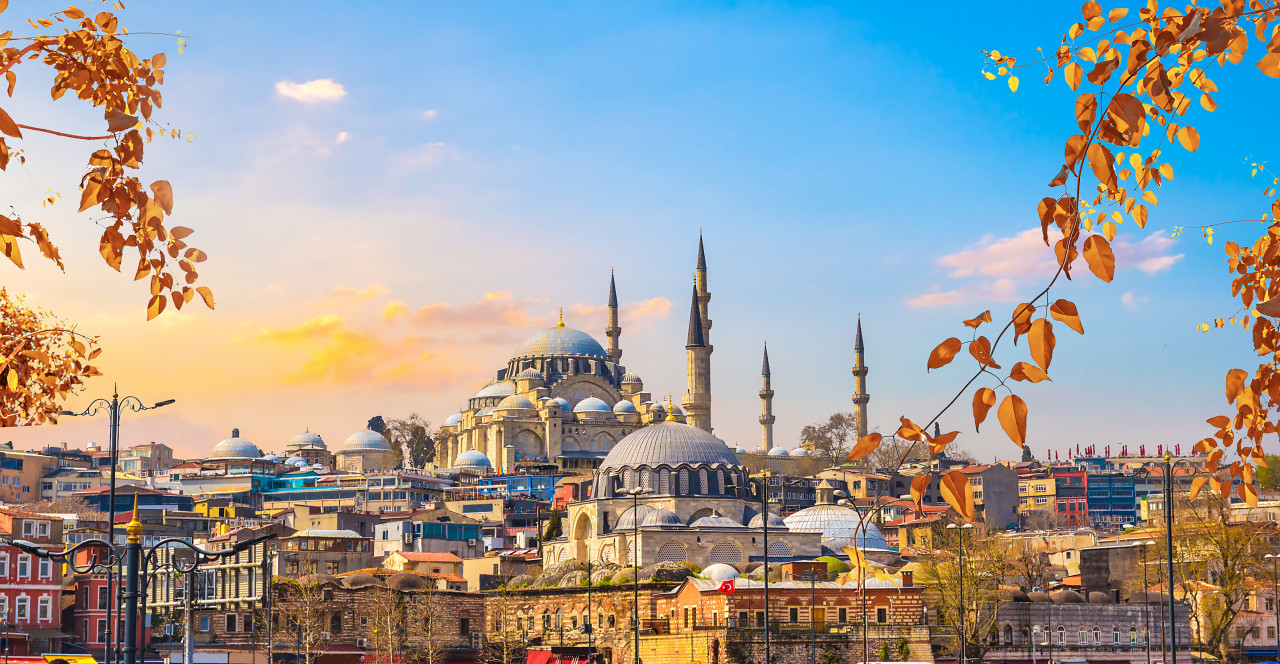 suleymaniye mosque autumn istanbul sunset