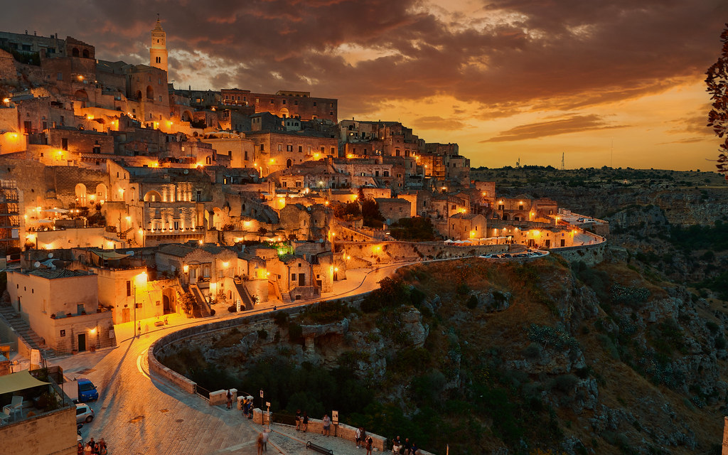 sunset in matera