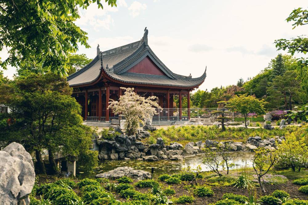 temple chinois dans section jardin chine du jardin botanique montreal quebec canada