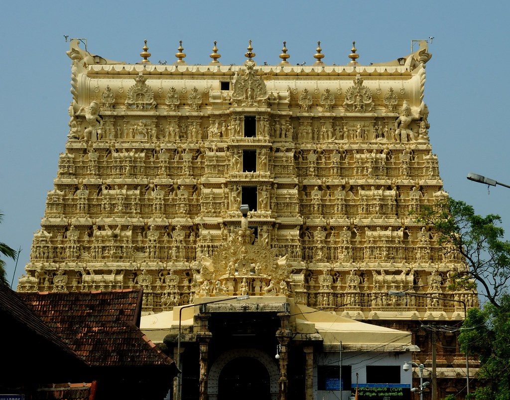 the gopuram tower of a historic hindu temple trivandrum kerala