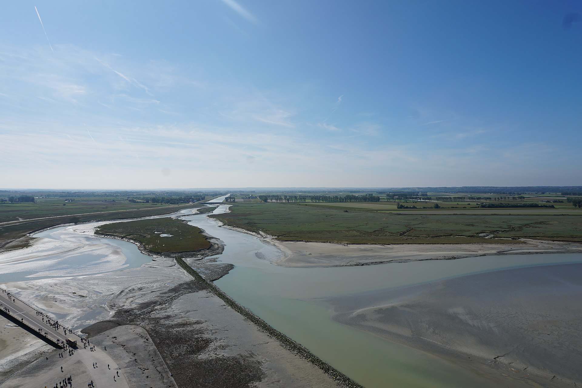 the view of the bay from the front of the abbey of mont saint michel l