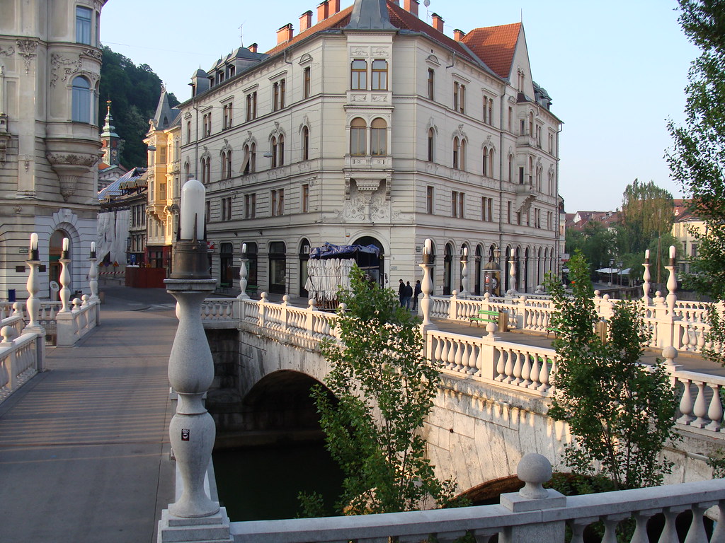 Ponte Triplo nel centro storico di Lubiana