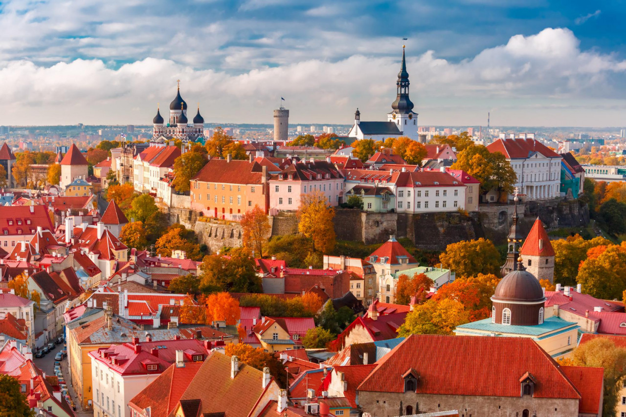 toompea hill with tower pikk hermann cathedral church saint mary toomkirik russian orthodox alexander nevsky cathedral view from tower st olaf church tallinn estonia