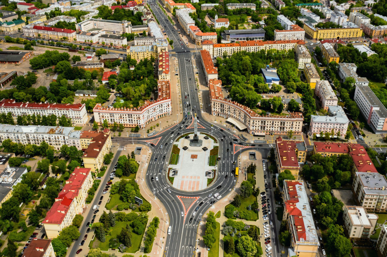 top view victory square minsk