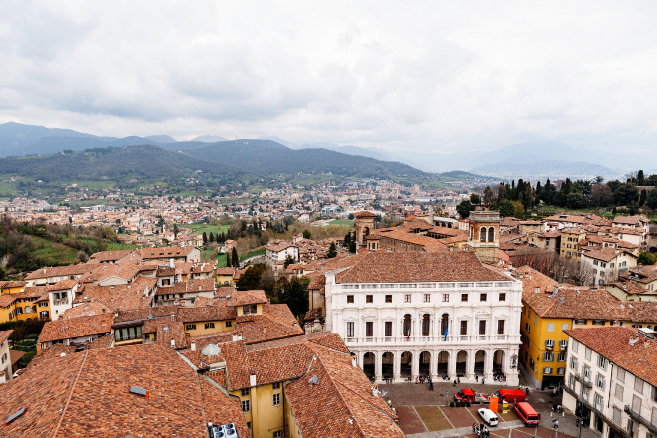 tower campanone piazza vecchia bergamo italy