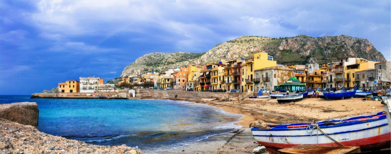 Traditional Fishing Village Aspra Sicily Island Italy