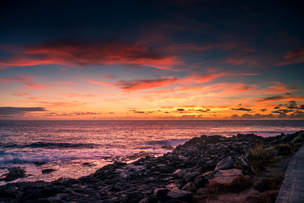 tramonto mare oceano viaggi rocce