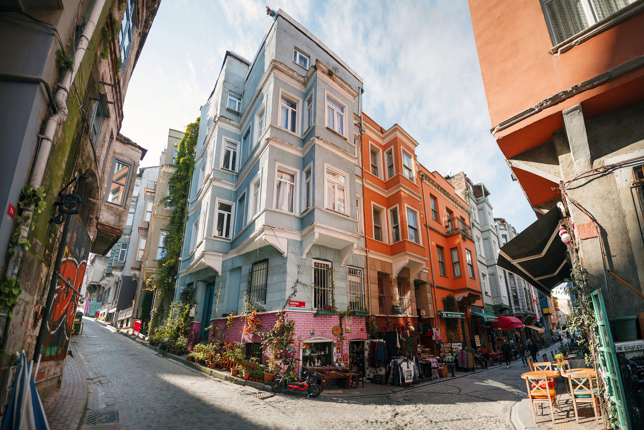 turkey istanbul traditional colorful street houses fener district balata district