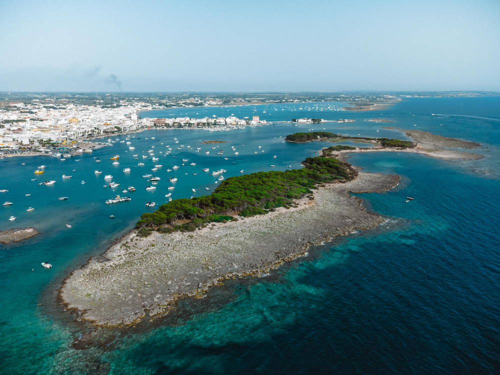 una splendida vista su porto cesareo e isola dei conigli in puglia