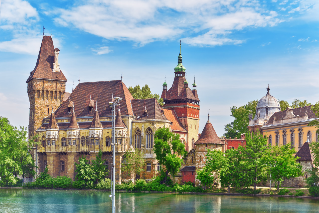 vajdahunyad castle hungarian vajdahunyad vara with lake reflection budapest hungary 1