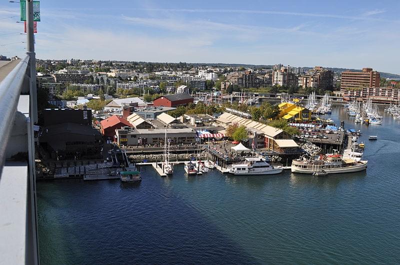 vancouver granville island from granville bridge