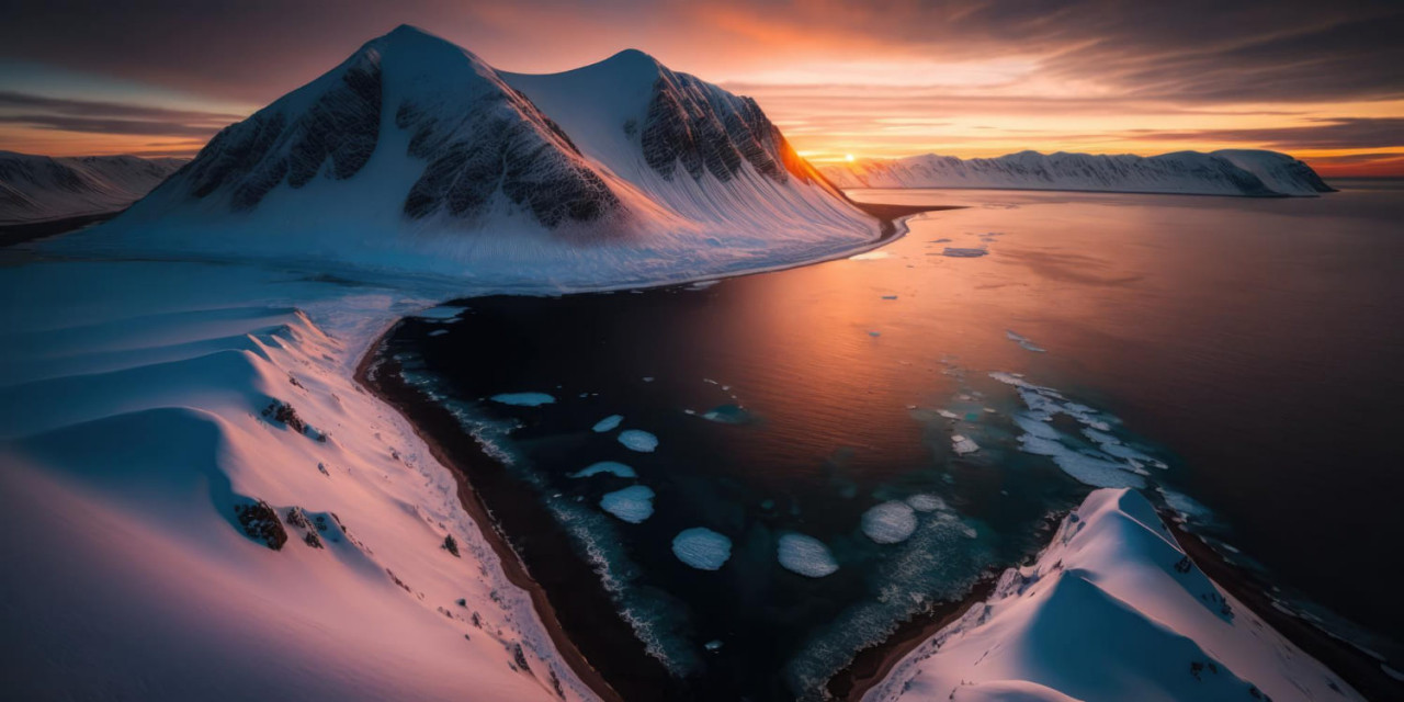 veduta dall alto del paesaggio nordico e delle svalbard generate ai