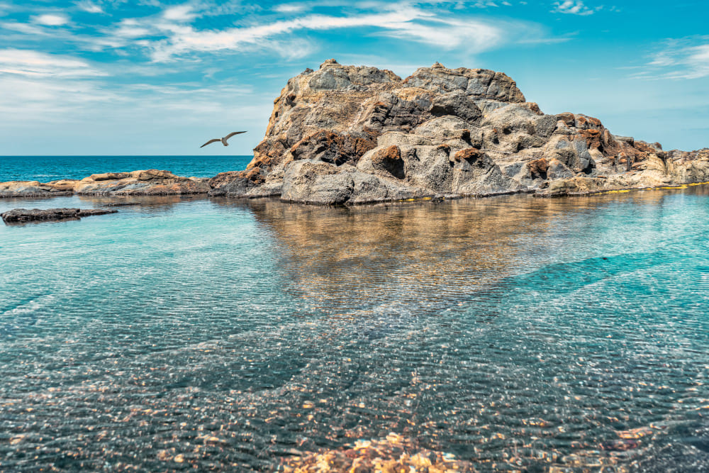 view aguas verdes natural pools green water fuerteventura canary islands