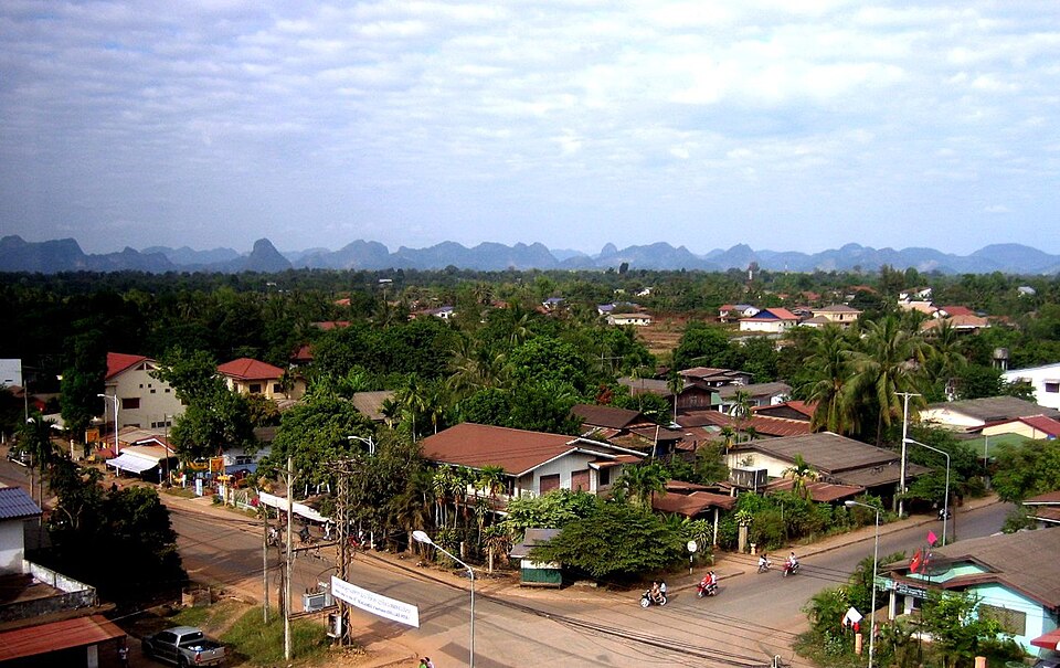 view of thakhek and mountains full