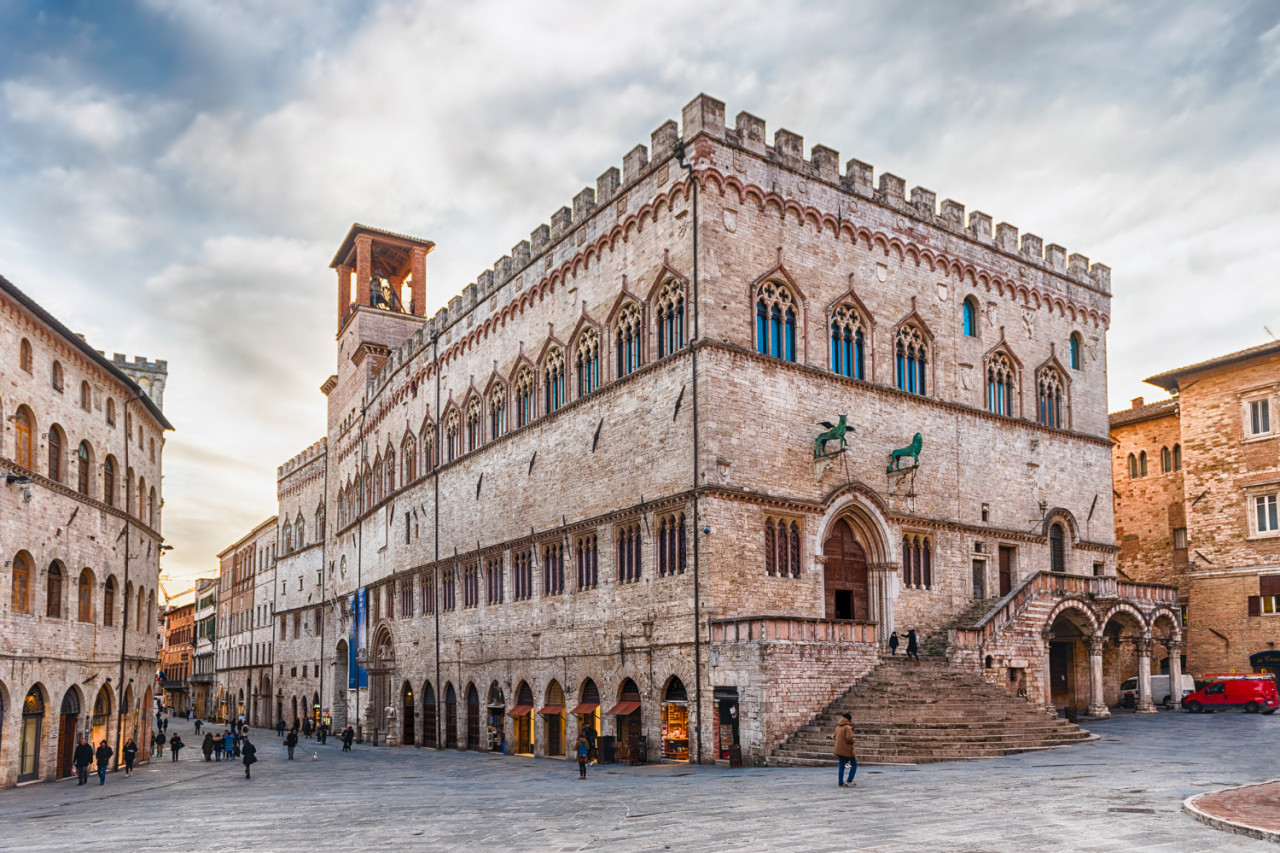 view palazzo dei priori historical building perugia italy