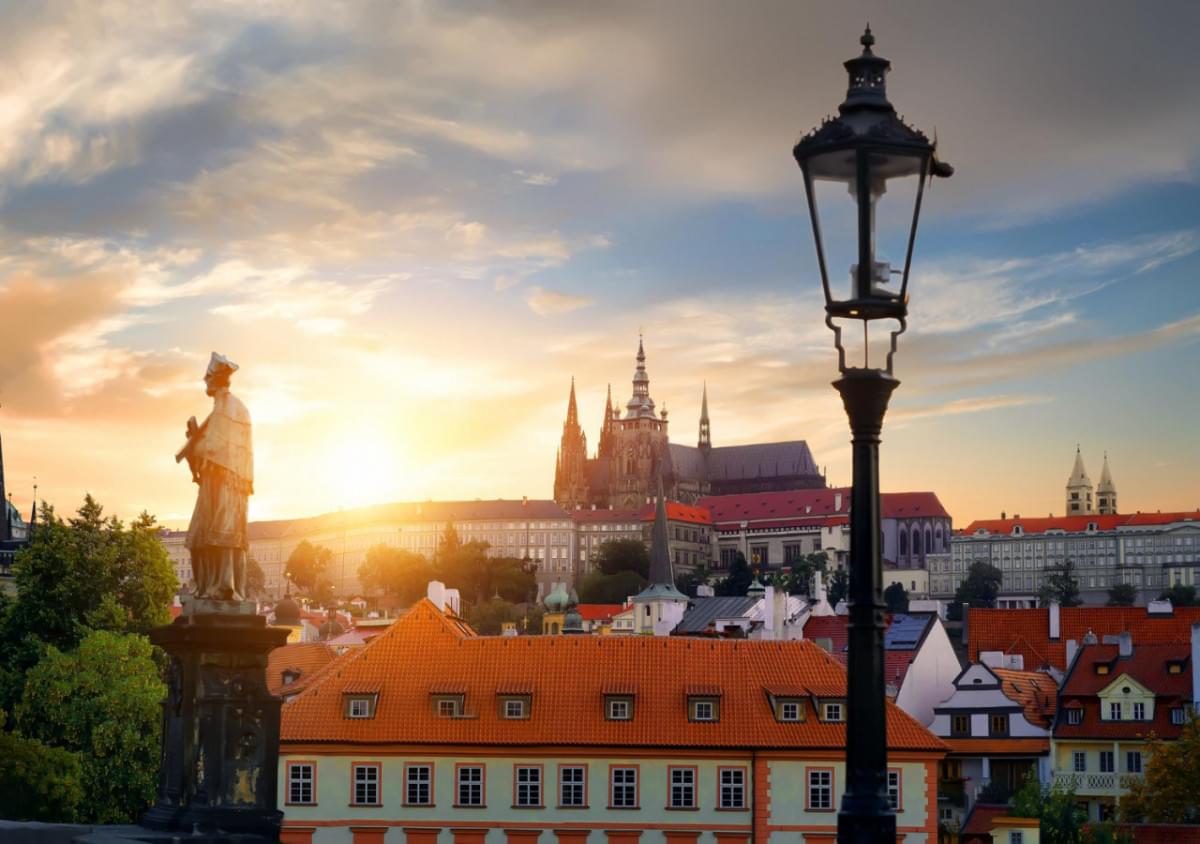 view prague castle from charles bridge