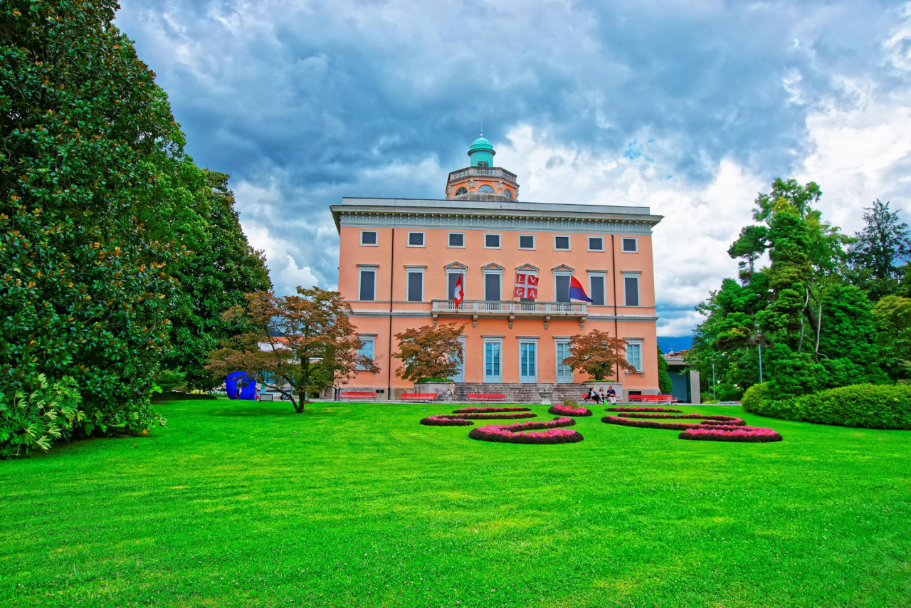 villa ciani botanical garden luxurious resort lugano ticino canton switzerland people background