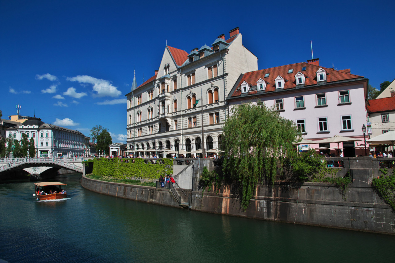 vintage house river front ljubljanica river ljubljana slovenia