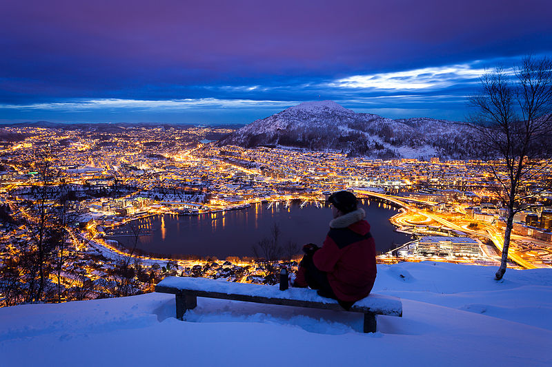 vista sulla citta dal monte floyen, Bergen