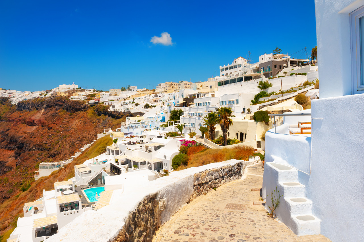 white architecture santorini island greece famous travel destination summer landscape
