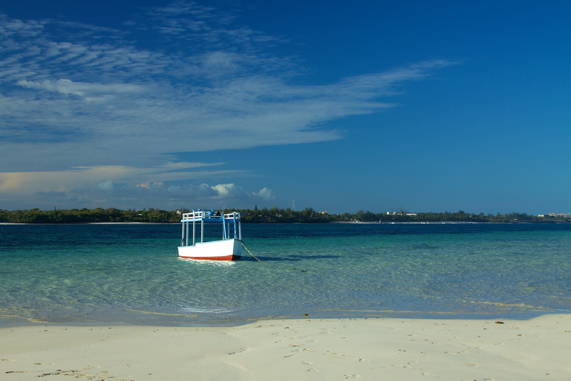 wooden boat off shore in mombasa s marine park