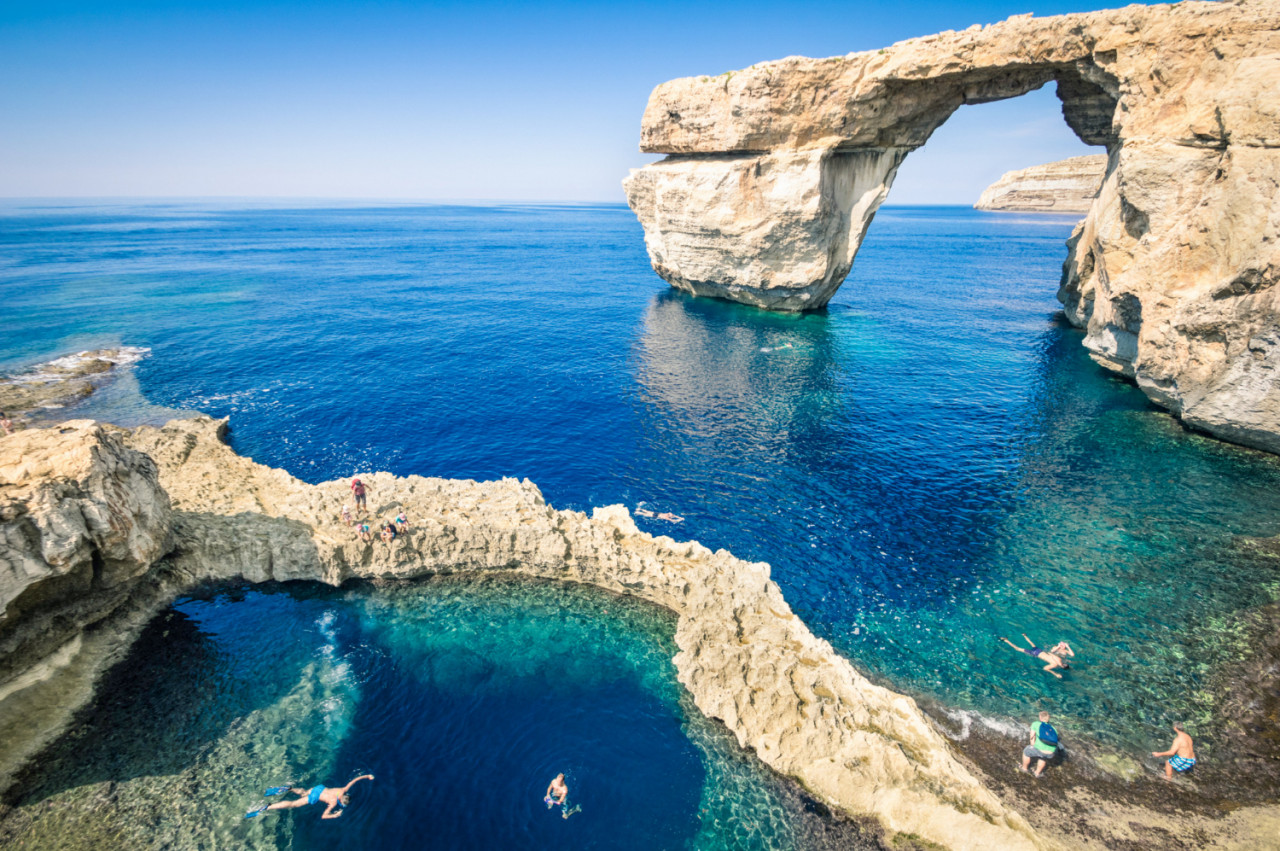 world famous azure window gozo island mediterranean nature wonder beautiful malta