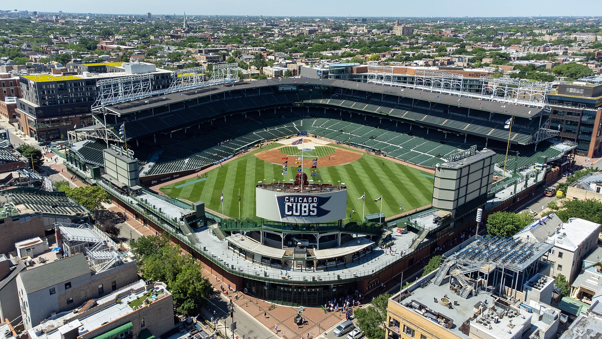 Veduta interna del campo da baseball Wrigley Field di Chicago