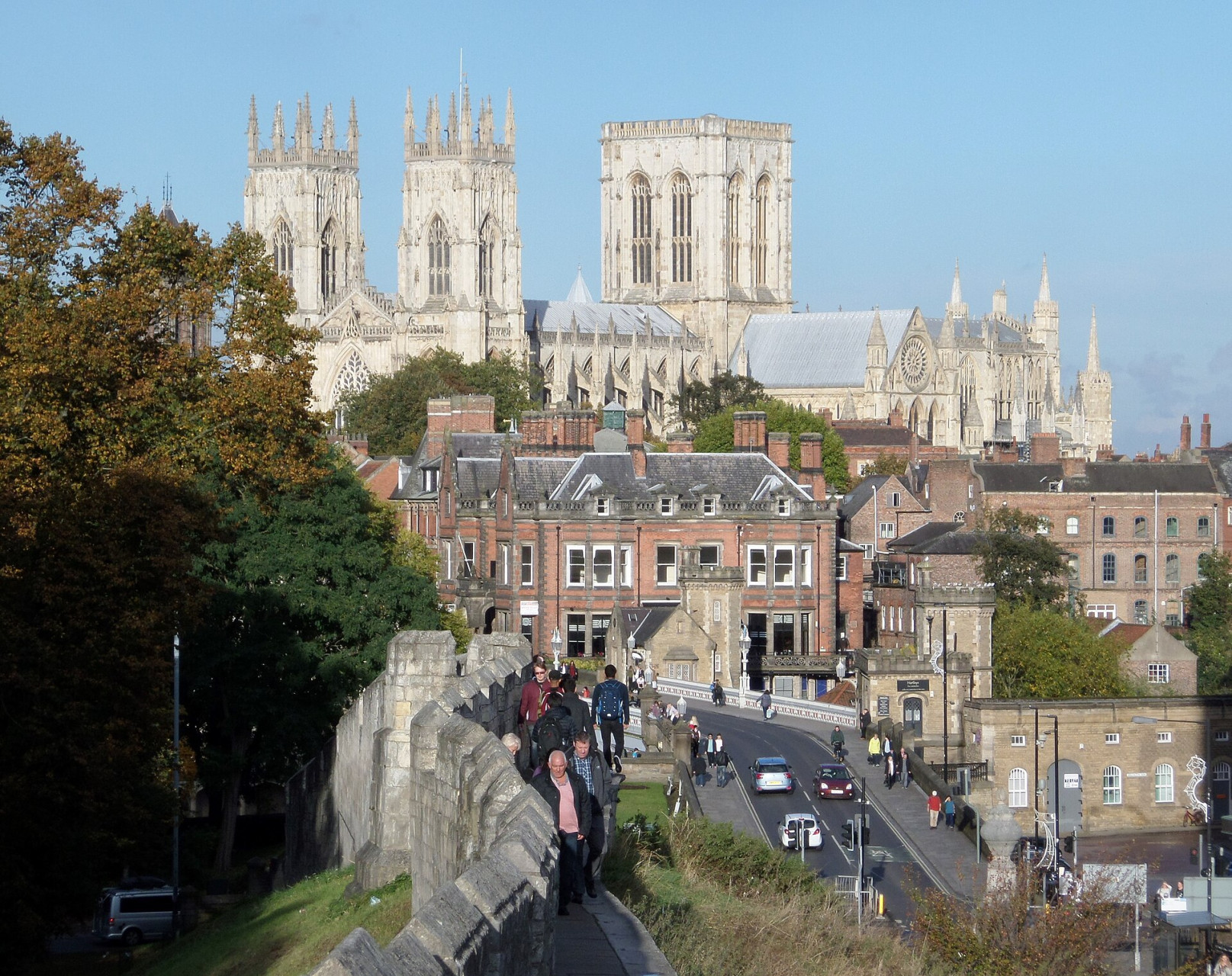 york minster and city walls yorkshire england