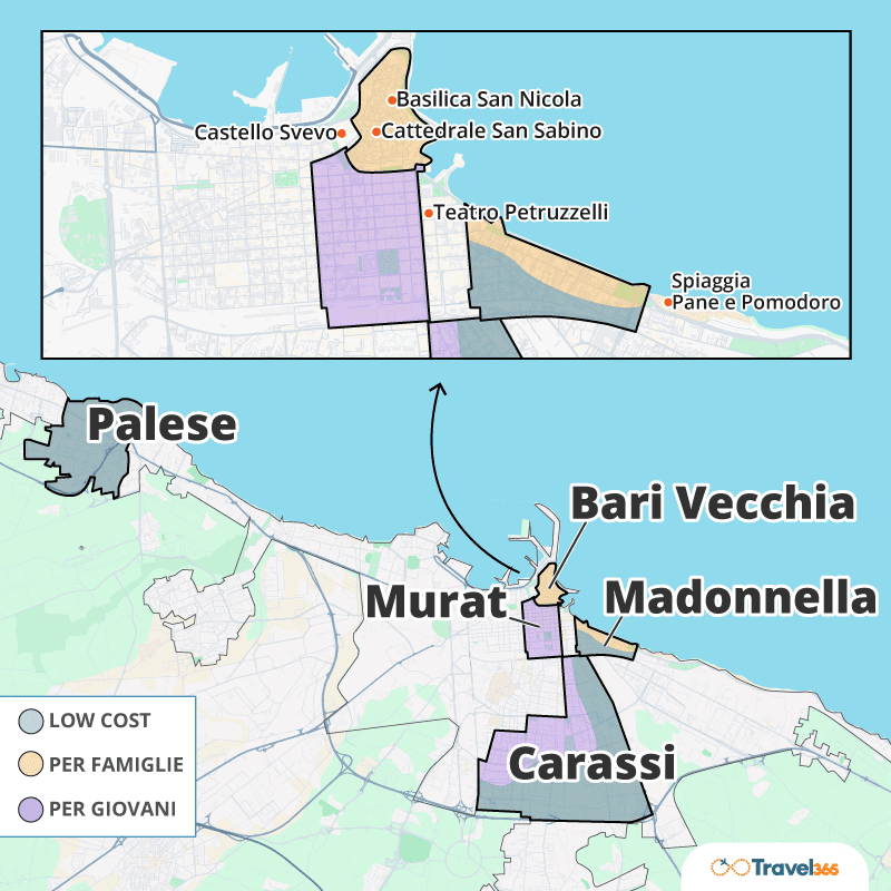 zone consigliate dove dormire bari