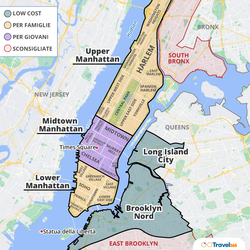zone consigliate dove dormire new york
