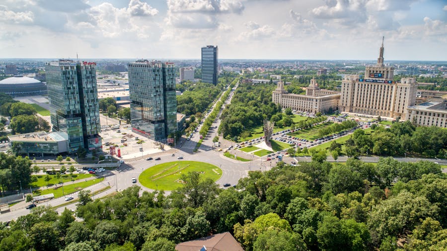 aerial view of downtown bucharest romania